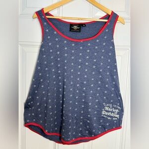 Harley-Davidson Blue and Red Tank Top with Polka Dots